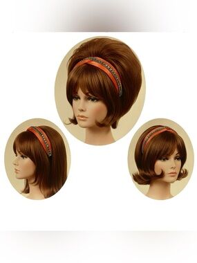 Orange Satin + Embellished Rhinestone Crystal Padded Headband